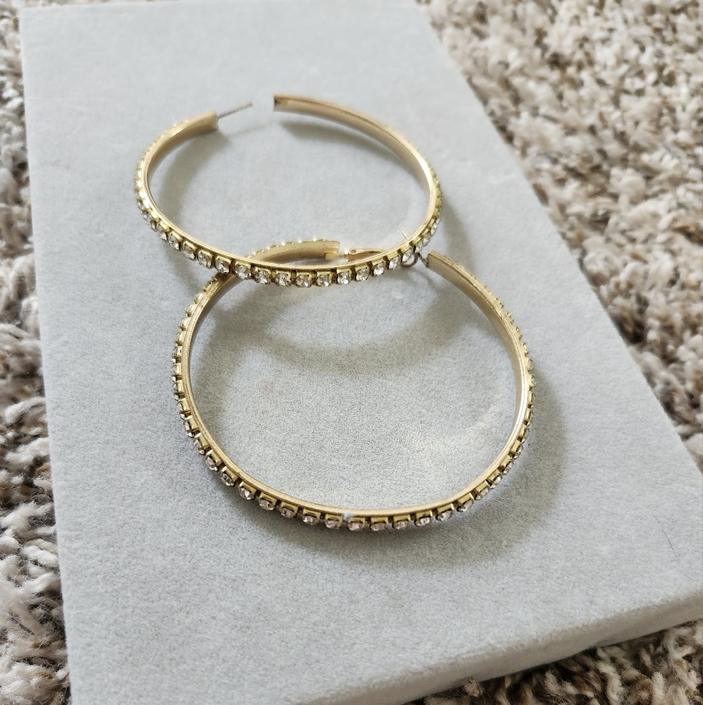 Elegant Gold Hoop Earrings with Crystals